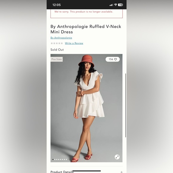 Anthropologie Ruffled V-Neck White Mini Dress size XS *NWT* - Picture 3 of 13